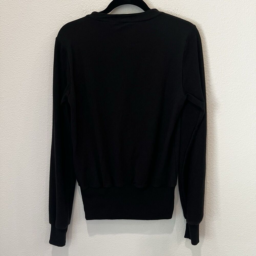 L’AGENCE Top Josilyn Lace Up Terry Sweatshirt Black Size S Casual Office Chic - Picture 6 of 8